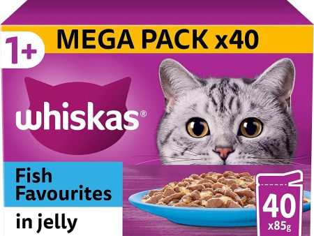 Whiskas | Wet Cat Food Pouches | Adult | Fish Favourites in Jelly - 40 x 85g Online Hot Sale