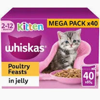 Whiskas Kitten 2-12 month Poultry Feasts in Jelly 40 x 85g For Discount