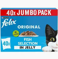 Felix Adult Original Fish Selection in Jelly Pouches 40 x85g Discount