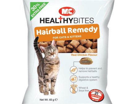 M&C Healthy Bites Hairball Remedy Treats for Cats & Kittens 65g on Sale