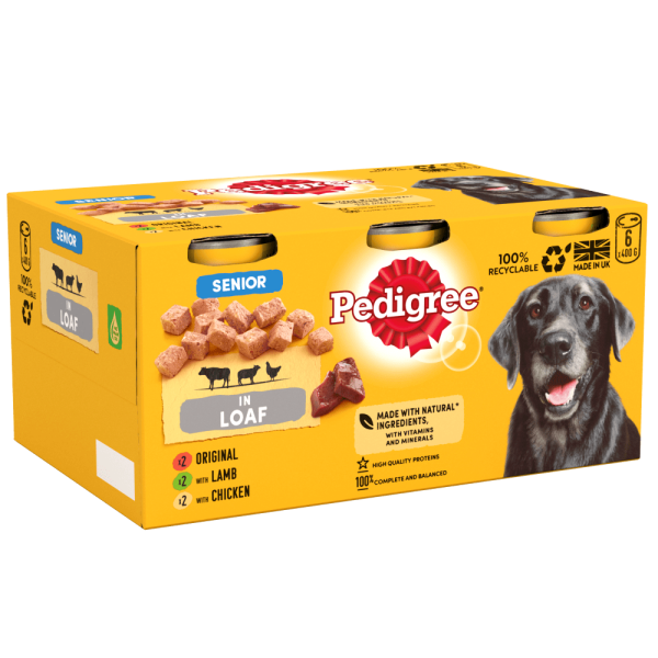 Pedigree | Senior Wet Dog Food Tins | Variety in Loaf - 6 x 400g Fashion