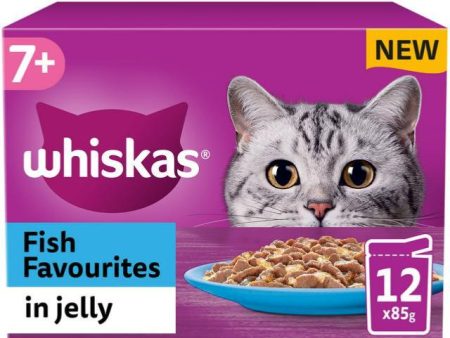 Whiskas | Wet Cat Food Pouches | Senior 7+ | Fish Favourites in Jelly - 12 x 85g Cheap