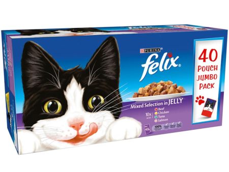 Felix | Wet Cat Food Pouches | Mixed Selection in Jelly - 40 x 100g Supply