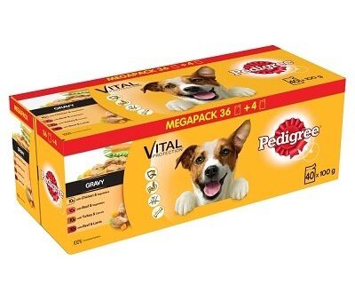 Pedigree Pouches Mixed Selection in Gravy or Jelly 40 for 36 x 100g Mega Pack *****Special Offer ***** on Sale