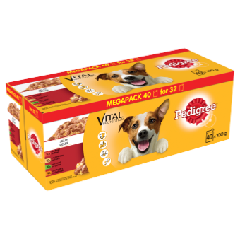 DOTS DONATION - Pedigree | Wet Dog Food | Pouches in Jelly - 120 x 100g Fashion