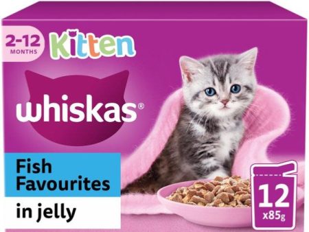 Whiskas | Wet Cat Food Pouches | Kitten | Fish Favourites in Jelly - 12 x 100g on Sale